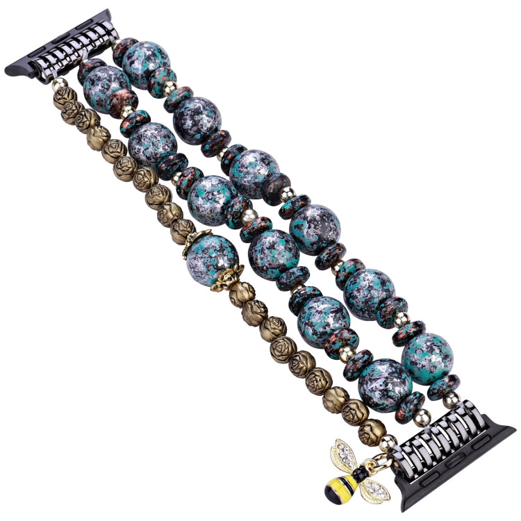 Rose Beads Watch Band For Apple Watch Ultra 49mm&Watch Ultra 2 49mm / Series 9&8&7 45mm / SE 3&SE 2&6&SE&5&4 44mm / 3&2&1 42mm(Rose Beads Bee)
