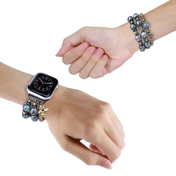 Rose Beads Watch Band For Apple Watch Series 9&8&7 41mm / SE 3&SE 2&6&SE&5&4 40mm / 3&2&1 38mm(Rose Beads Bee)