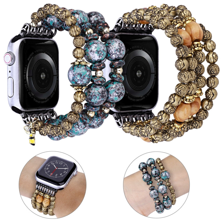 Rose Beads Watch Band For Apple Watch Series 9&8&7 41mm / SE 3&SE 2&6&SE&5&4 40mm / 3&2&1 38mm(Rose Beads Bee)