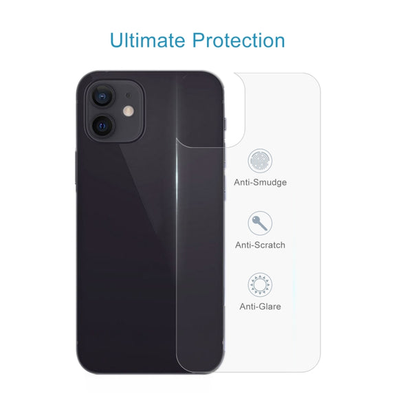 For iPhone 12 / 12 Pro 9H 2.5D Half-screen Transparent Back Tempered Glass Film