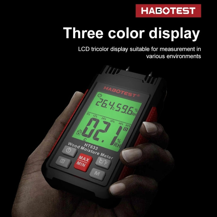 HABOTEST HT633 Portable Multifunctional Digital Display Wood Moisture Detector