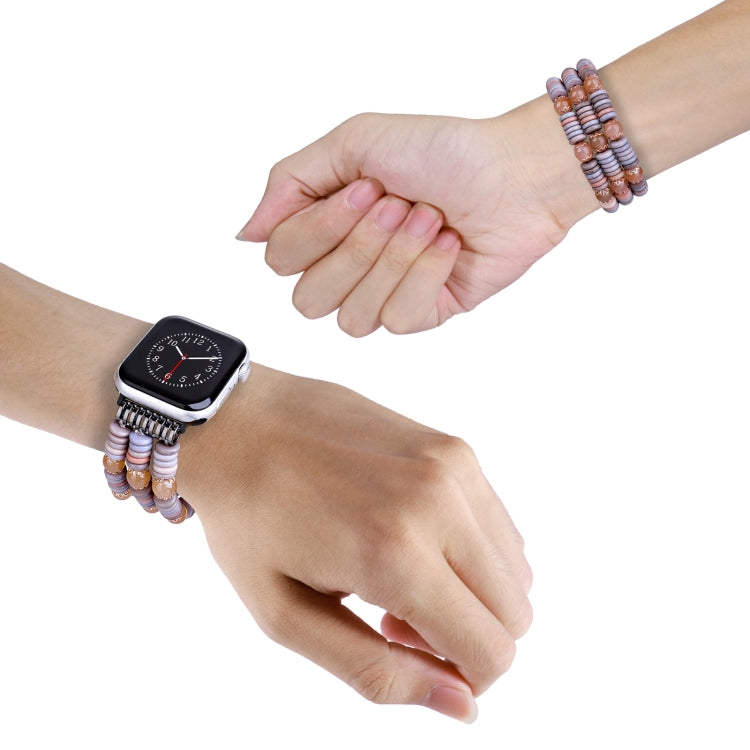 Pieces Beads Watch Band For Apple Watch Series 9&8&7 41mm / SE 3&SE 2&6&SE&5&4 40mm / 3&2&1 38mm(Light Coffee) - free shipping - PMC TechLife - Order now!