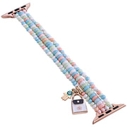 3-row Beads Watch Band For Apple Watch Ultra 49mm&Watch Ultra 2 49mm / Series 9&8&7 45mm / SE 3&SE 2&6&SE&5&4 44mm / 3&2&1 42mm(Pink)