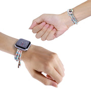 3-row Beads Watch Band For Apple Watch Ultra 49mm&Watch Ultra 2 49mm / Series 9&8&7 45mm / SE 3&SE 2&6&SE&5&4 44mm / 3&2&1 42mm(Pink)