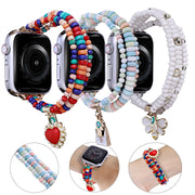 3-row Beads Watch Band For Apple Watch Ultra 49mm&Watch Ultra 2 49mm / Series 9&8&7 45mm / SE 3&SE 2&6&SE&5&4 44mm / 3&2&1 42mm(Pink)