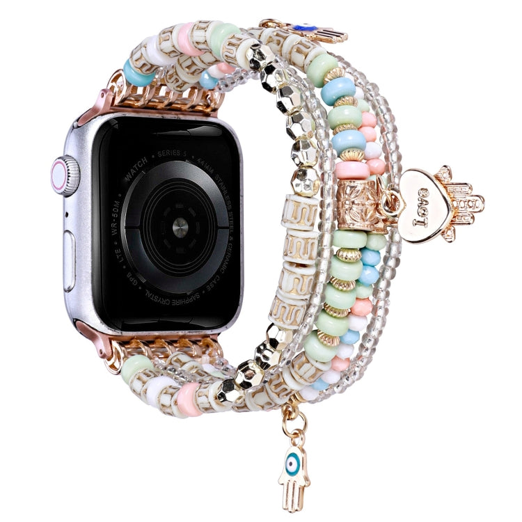 Forest Style Beads Watch Band For Apple Watch Ultra 49mm&Watch Ultra 2 49mm / Series 9&8&7 45mm / SE 3&SE 2&6&SE&5&4 44mm / 3&2&1 42mm(Pink) - free shipping - PMC TechLife - Order now!