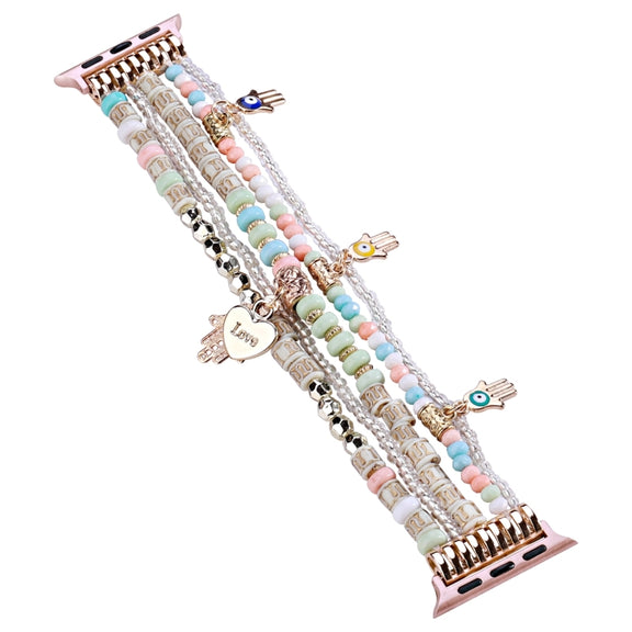 Forest Style Beads Watch Band For Apple Watch Ultra 49mm&Watch Ultra 2 49mm / Series 9&8&7 45mm / SE 3&SE 2&6&SE&5&4 44mm / 3&2&1 42mm(Pink)