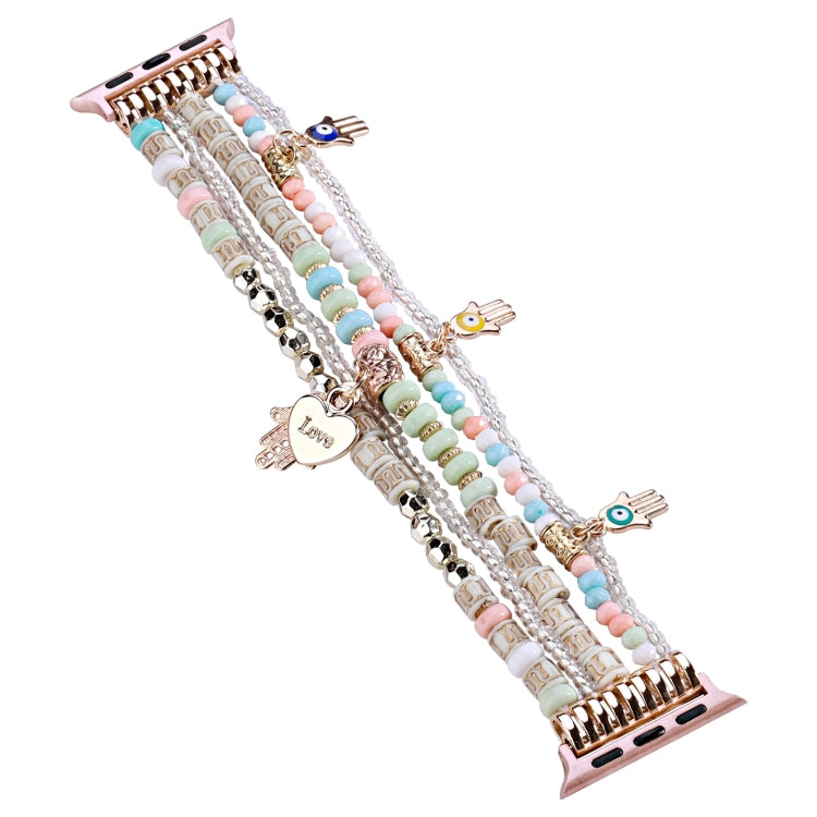 Forest Style Beads Watch Band For Apple Watch Ultra 49mm&Watch Ultra 2 49mm / Series 9&8&7 45mm / SE 3&SE 2&6&SE&5&4 44mm / 3&2&1 42mm(Pink)