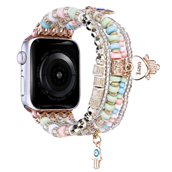 Forest Style Beads Watch Band For Apple Watch Ultra 49mm&Watch Ultra 2 49mm / Series 9&8&7 45mm / SE 3&SE 2&6&SE&5&4 44mm / 3&2&1 42mm(Pink)