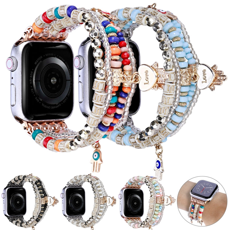 Forest Style Beads Watch Band For Apple Watch Ultra 49mm&Watch Ultra 2 49mm / Series 9&8&7 45mm / SE 3&SE 2&6&SE&5&4 44mm / 3&2&1 42mm(Pink)