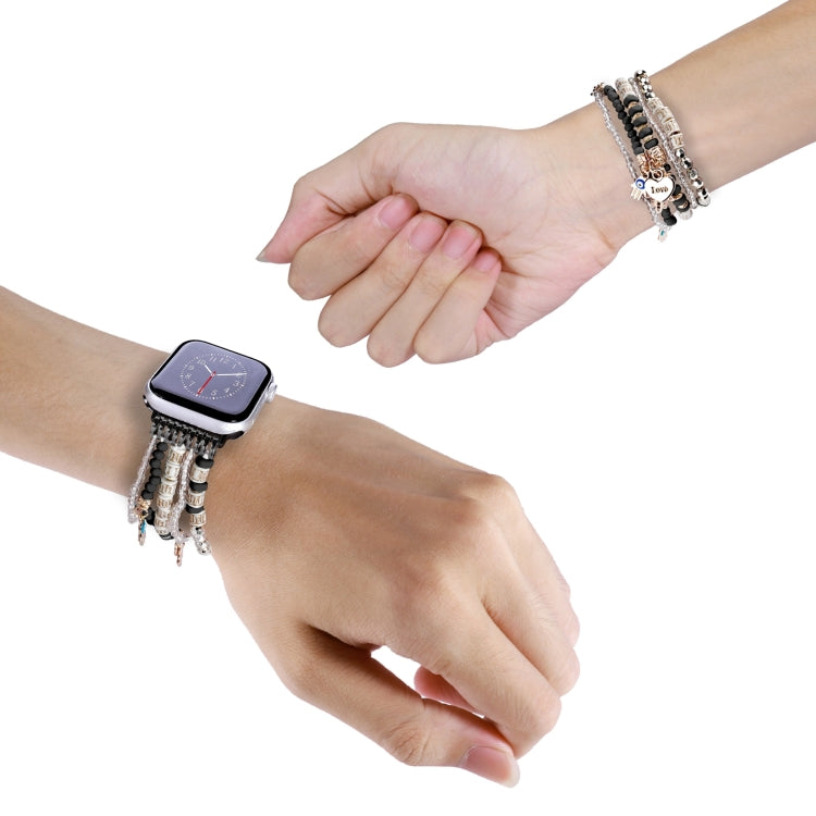 Forest Style Beads Watch Band For Apple Watch Series 9&8&7 41mm / SE 3&SE 2&6&SE&5&4 40mm / 3&2&1 38mm(Black) - free shipping - PMC TechLife - Order now!