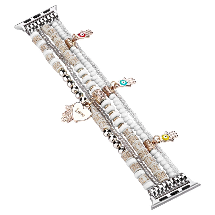 Forest Style Beads Watch Band For Apple Watch Series 9&8&7 41mm / SE 3&SE 2&6&SE&5&4 40mm / 3&2&1 38mm(White)