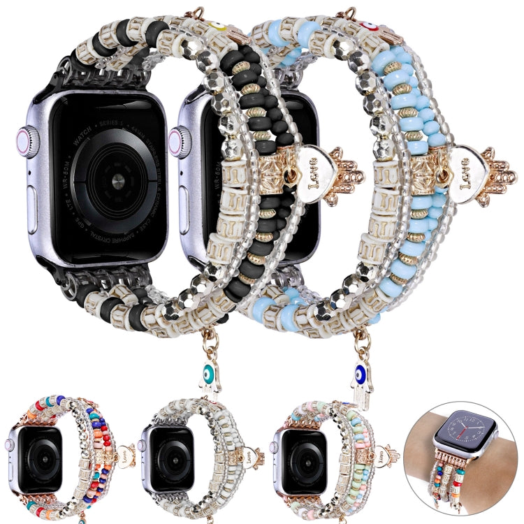 Forest Style Beads Watch Band For Apple Watch Series 9&8&7 41mm / SE 3&SE 2&6&SE&5&4 40mm / 3&2&1 38mm(White) - free shipping - PMC TechLife - Order now!