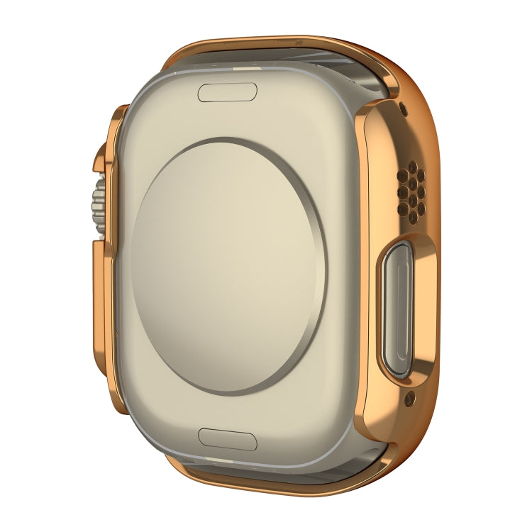 For Apple Watch Ultra 2 / Ultra 49mm Plating Gloss PC Tempered Glass Integral Watch Case(Rose Gold)