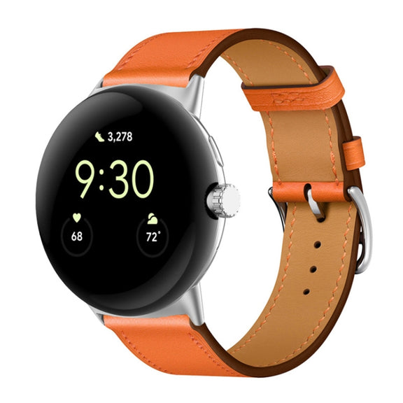For Google Pixel Watch Genuine Leather Watch Band(Orange)