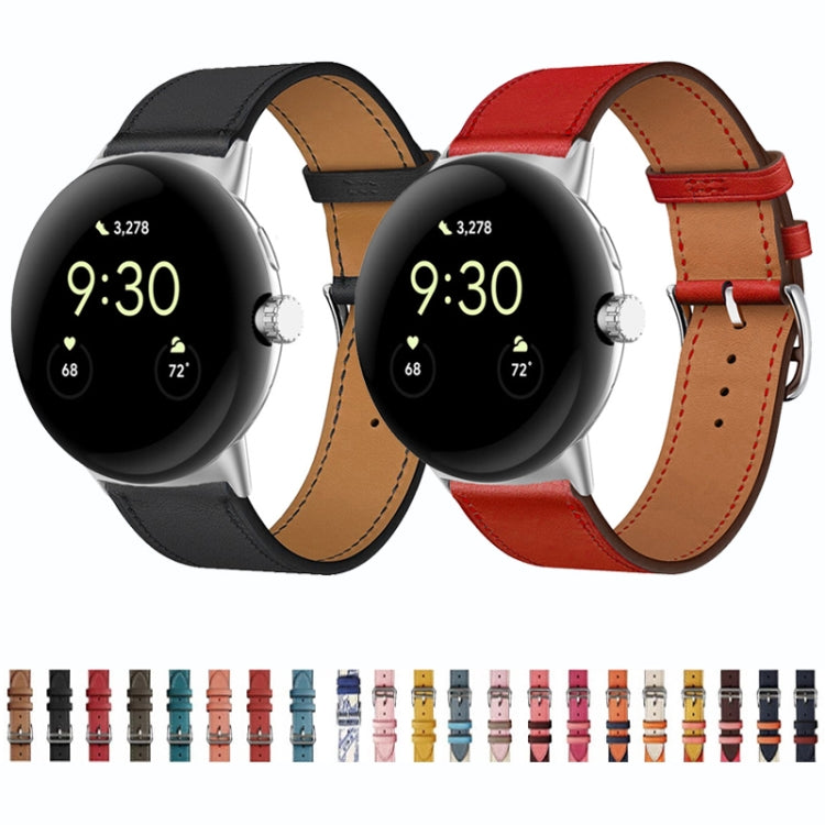 For Google Pixel Watch Genuine Leather Watch Band(Black)