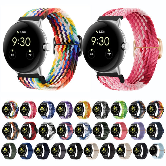 For Google Pixel Watch Buckle Nylon Braided Watch Band(Olive Green)
