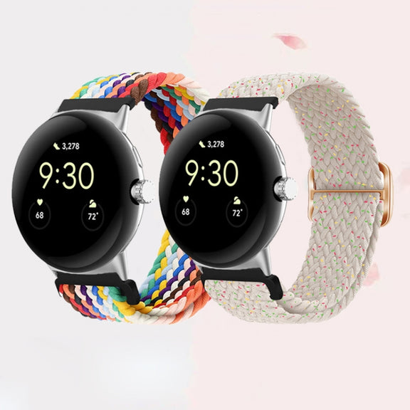 For Google Pixel Watch Buckle Nylon Braided Watch Band(Gray)