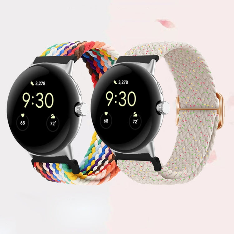For Google Pixel Watch Buckle Nylon Braided Watch Band(Olive Green)