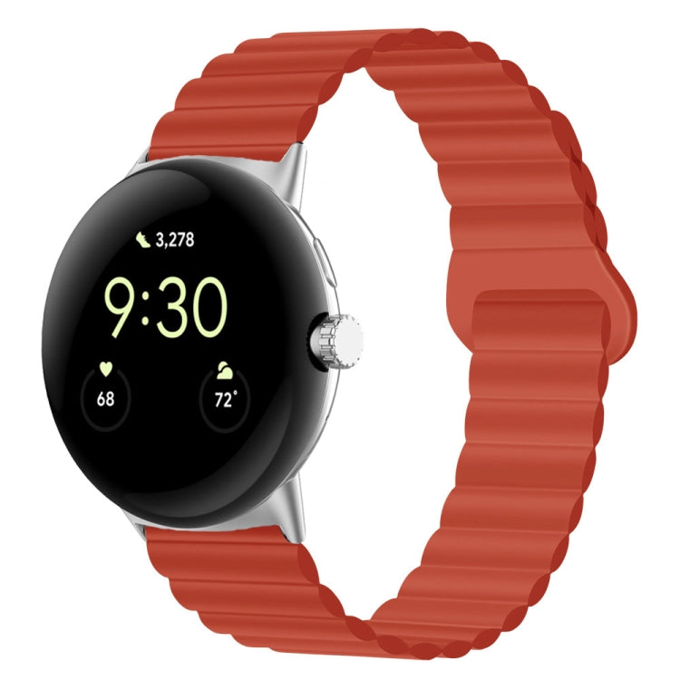 For Google Pixel Watch Reverse Buckle Magnetic Silicone Watch Band(Orange Red) - free shipping - PMC TechLife - Order now!