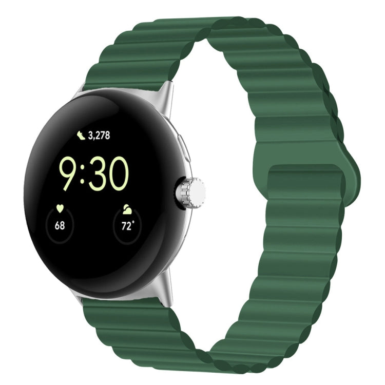 For Google Pixel Watch Reverse Buckle Magnetic Silicone Watch Band(Army Green) - free shipping - PMC TechLife - Order now!