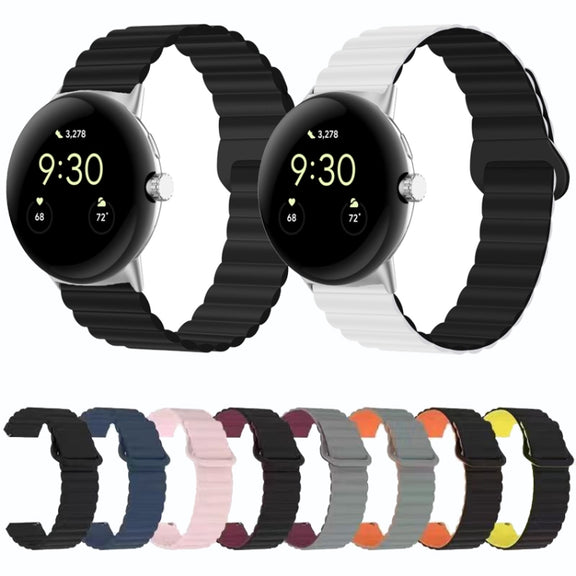 For Google Pixel Watch Reverse Buckle Magnetic Silicone Watch Band(Orange Red)