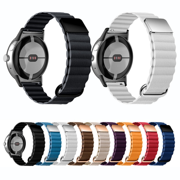 For Google Pixel Watch Reverse Buckle Magnetic Genuine Leather Watch Band(Green) - free shipping - PMC TechLife - Order now!