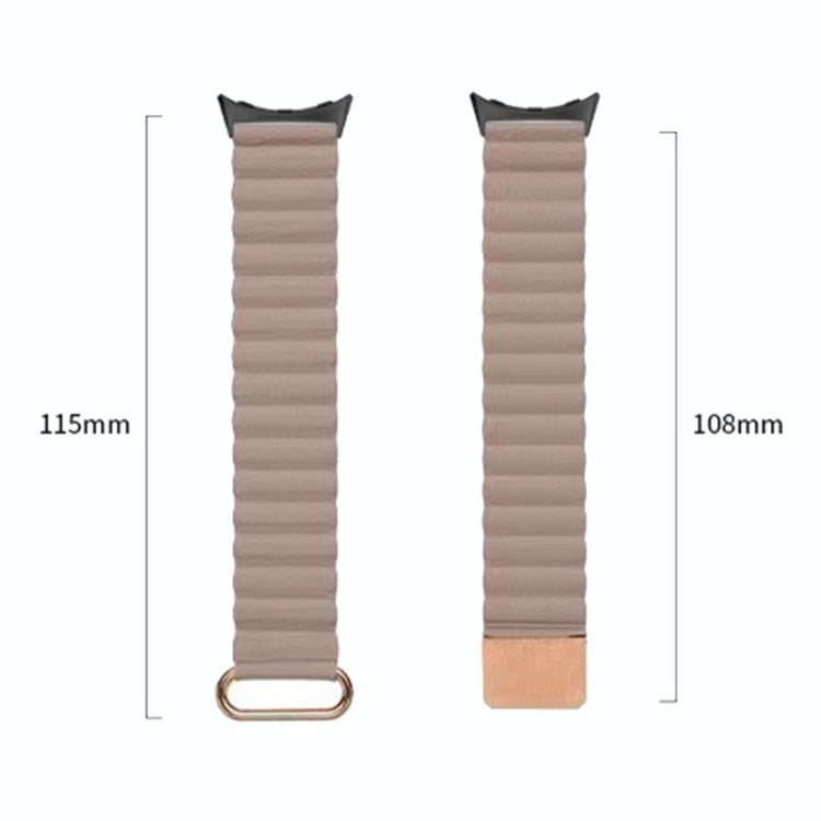 For Google Pixel Watch Reverse Buckle Magnetic Genuine Leather Watch Band(Ing Grass)