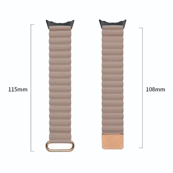 For Google Pixel Watch Reverse Buckle Magnetic Genuine Leather Watch Band(Black)