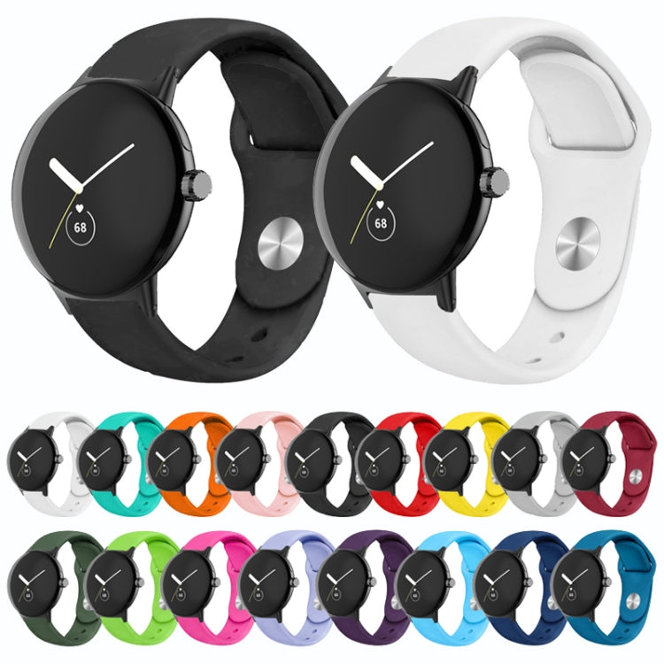 For Google Pixel Watch Solid Color Reverse Buckle Silicone Watch Band(Grey)