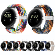 For Google Pixel Watch Metal Buckle Nylon Watch Band(Black Grey)