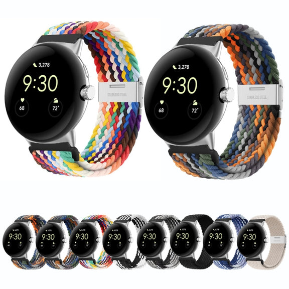 For Google Pixel Watch Metal Buckle Nylon Watch Band(Black Grey)