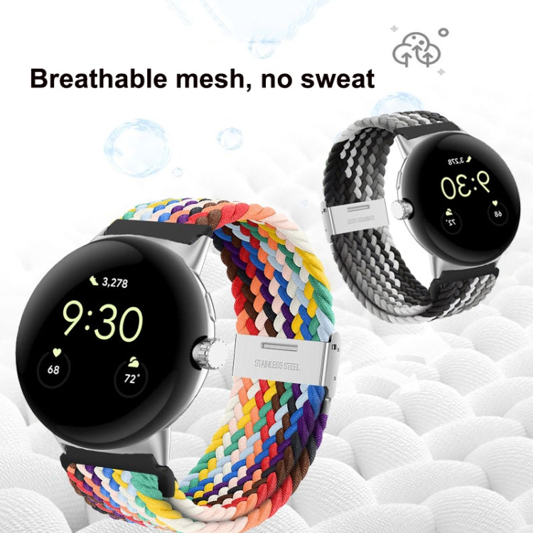 For Google Pixel Watch Metal Buckle Nylon Watch Band(Black Grey)