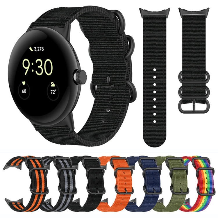 For Google Pixel Watch Three-ring Black Buckle Nylon Watch Band(Black Orange) - free shipping - PMC TechLife - Order now!