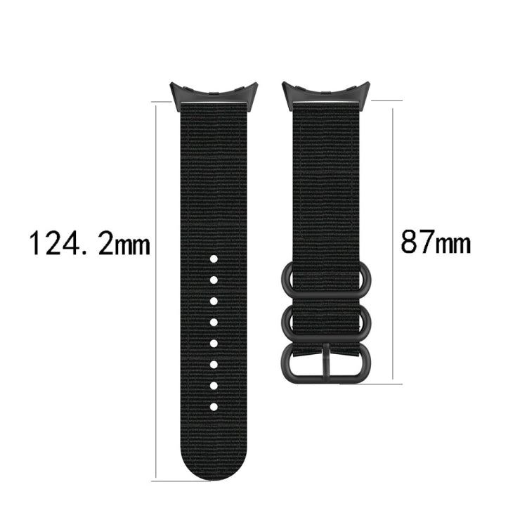 For Google Pixel Watch Three-ring Black Buckle Nylon Watch Band(Rainbow)