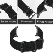 For Google Pixel Watch Three-ring Black Buckle Nylon Watch Band(Rainbow)