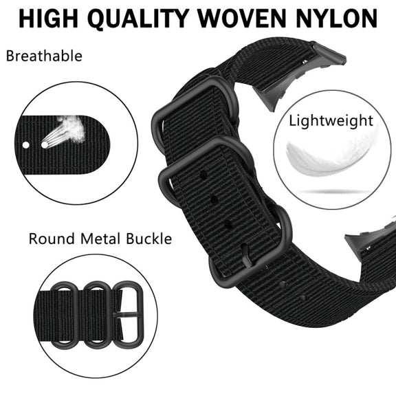 For Google Pixel Watch Three-ring Black Buckle Nylon Watch Band(Orange)