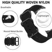For Google Pixel Watch Three-ring Black Buckle Nylon Watch Band(Rainbow)