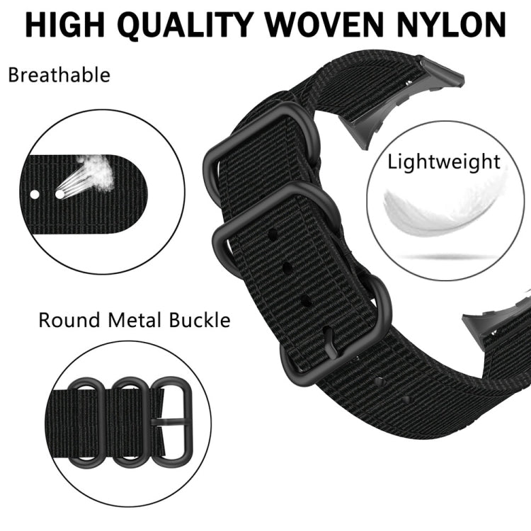 For Google Pixel Watch Three-ring Black Buckle Nylon Watch Band(Rainbow)