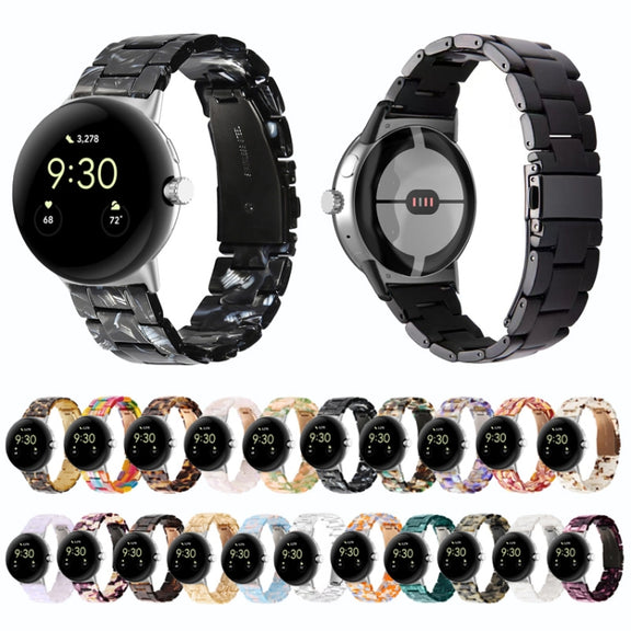 For Google Pixel Watch Three-beads Resin Watch Band(Rainbow)