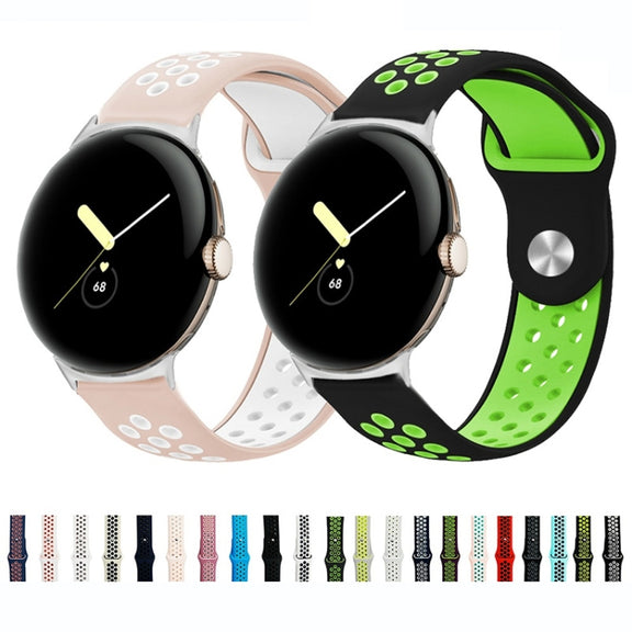 For Google Pixel Watch Two-color Reverse Buckle Silicone Watch Band(Black Red)