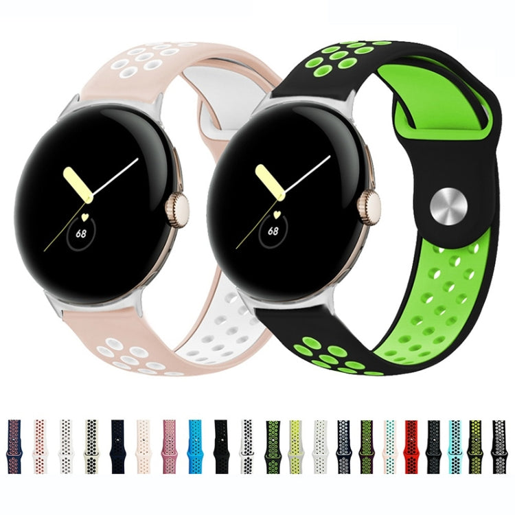 For Google Pixel Watch Two-color Reverse Buckle Silicone Watch Band(Black Purple)