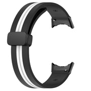 For Google Pixel Watch Two-color Folding Buckle Silicone Watch Band(Black White)