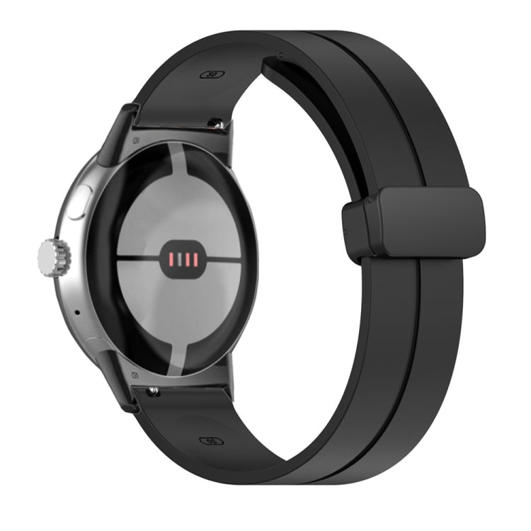 For Google Pixel Watch Solid-color Folding Buckle Silicone Watch Band(Black Black) - free shipping - PMC TechLife - Order now!