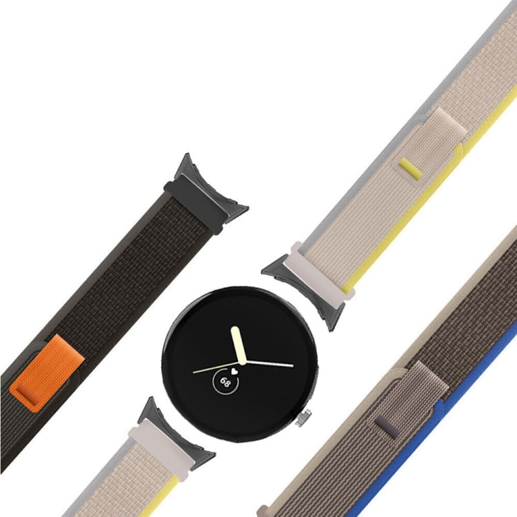 For Google Pixel Watch Loop Black Connector Nylon Watch Band(Black)