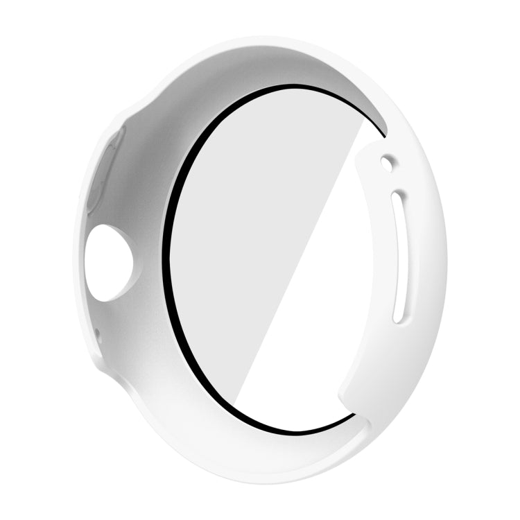 For Google Pixel Watch Frosted PC Frame Tempered Film Integrated Watch Protective Case(White)