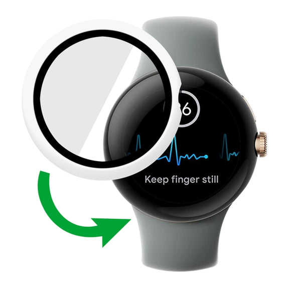 For Google Pixel Watch Frosted PC Frame Tempered Film Integrated Watch Protective Case(White)