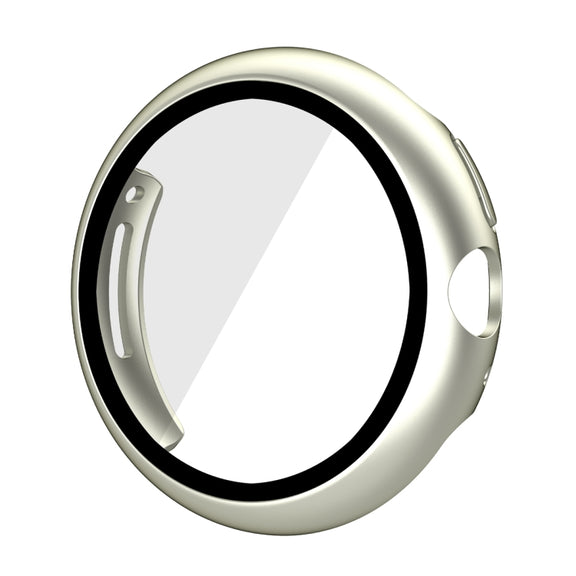 For Google Pixel Watch Frosted PC Frame Tempered Film Integrated Watch Protective Case(Starlight Silver)