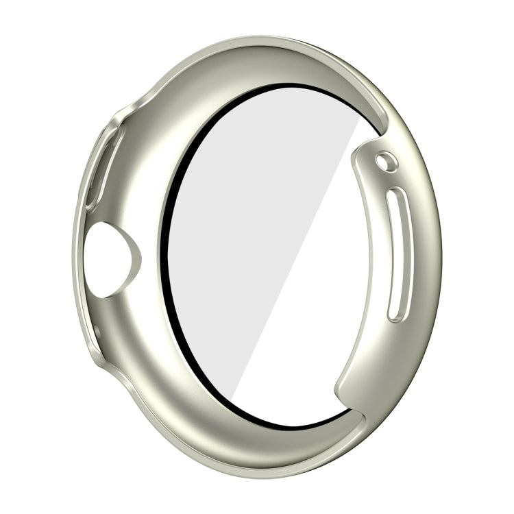 For Google Pixel Watch Frosted PC Frame Tempered Film Integrated Watch Protective Case(Starlight Silver)