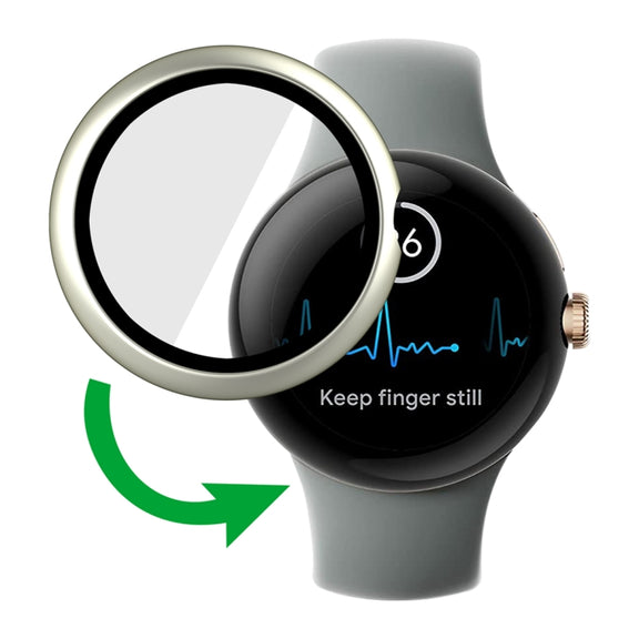 For Google Pixel Watch Frosted PC Frame Tempered Film Integrated Watch Protective Case(Starlight Silver)